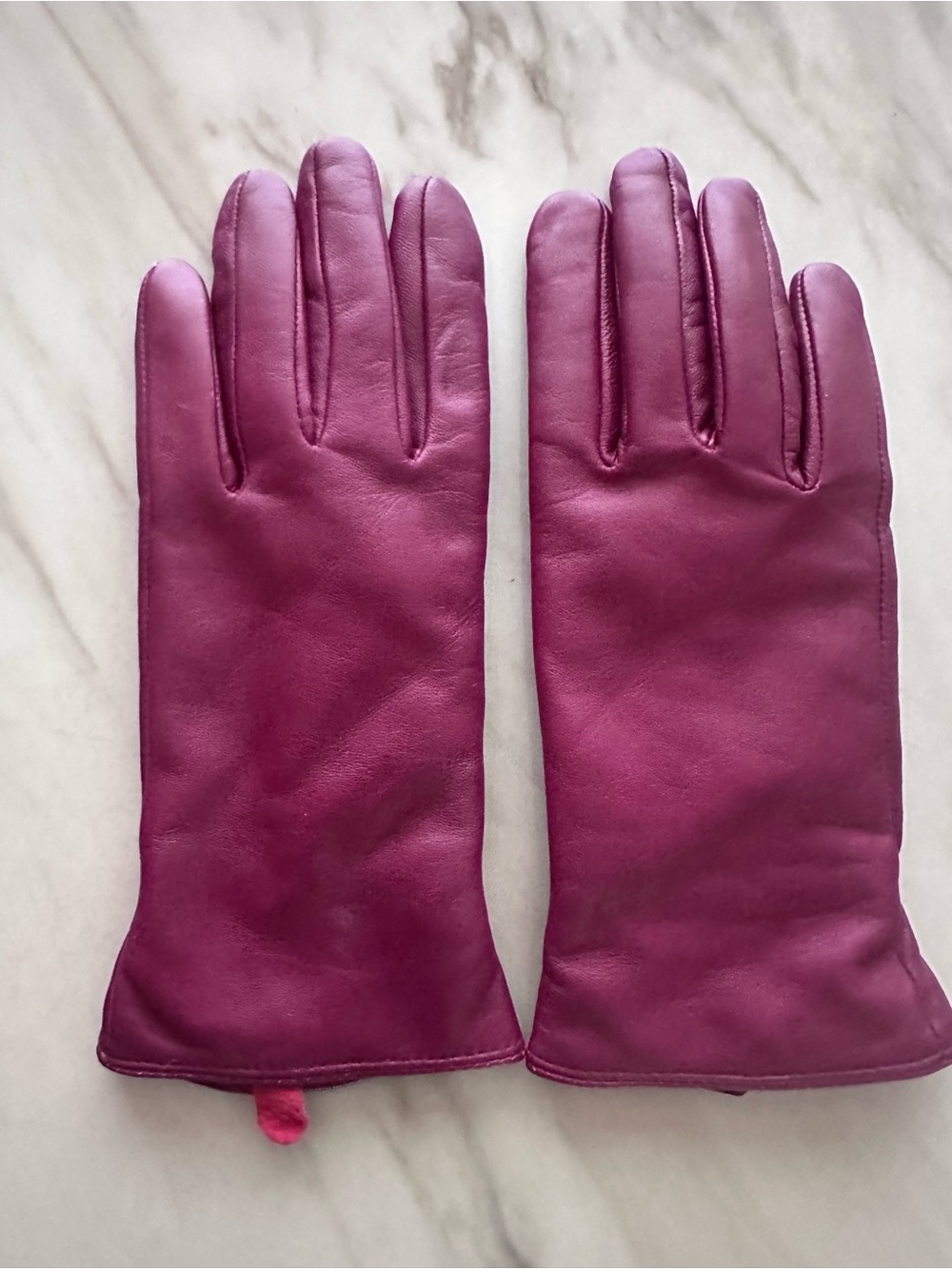 Excelled Women's Classic Magenta Leather Gloves Cashmere Lined! Sz M